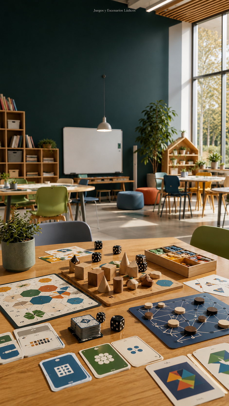 Aula con materiales de juego y escenarios lúdicos para el aprendizaje